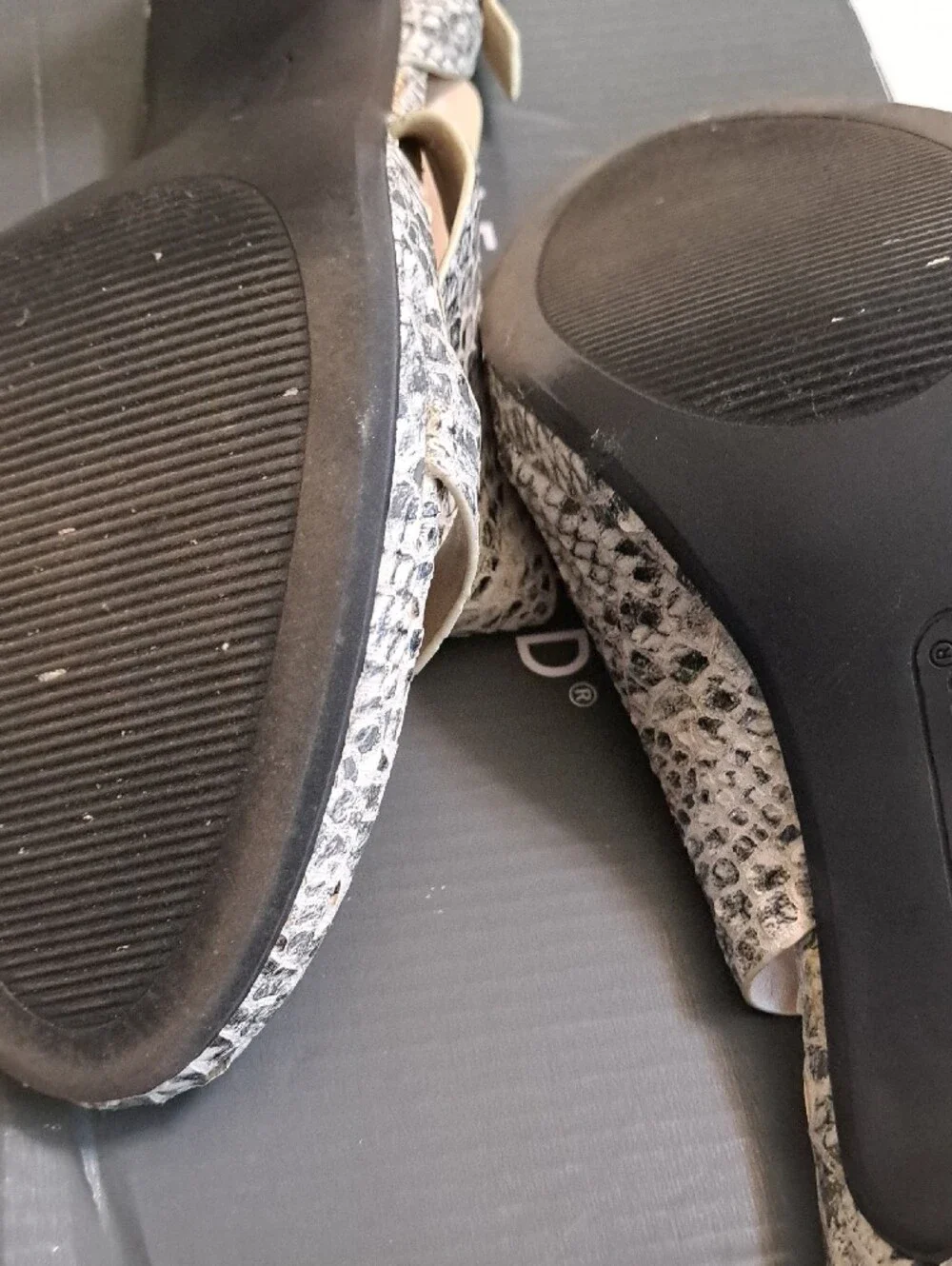 The Limited Silver Snake-Print Slingback Sandals